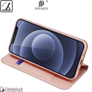 Dux Ducis dirbtinės odos atverčiamas dėklas - rausvas (telefonui Apple Iphone 13)
